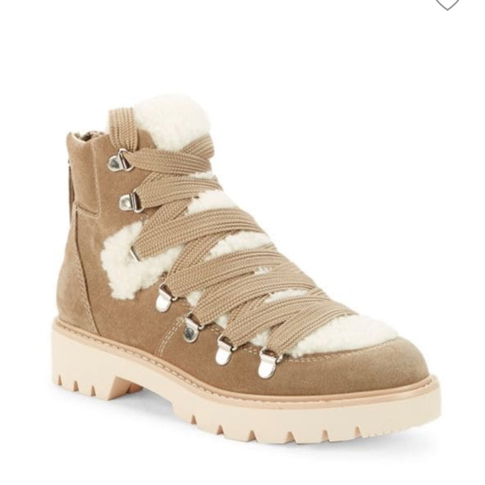 Shearling-Trim Suede Ankle Boots